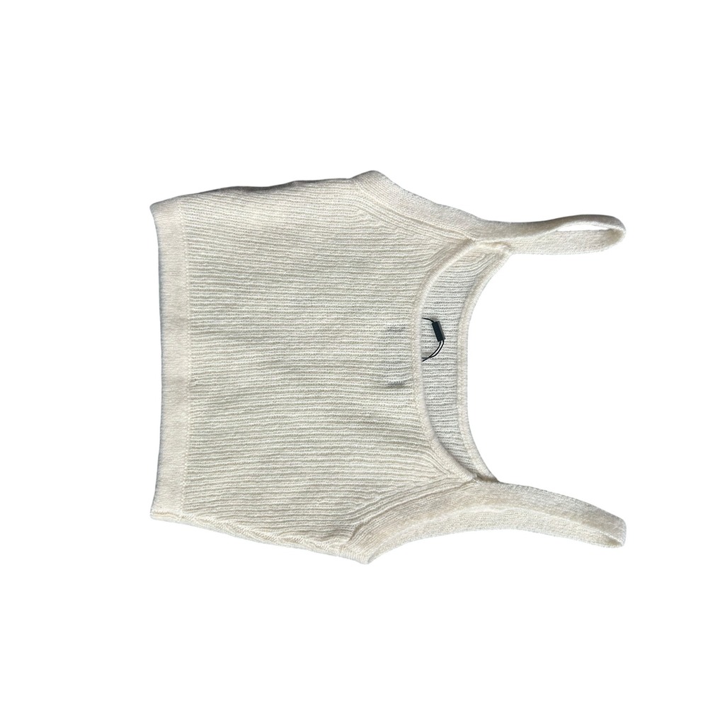 Naadam Womens Merino Wool Cashmere Ribbed Cropped Tank Top Cream White Small - Picture 4 of 5